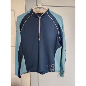 Cannondale Womens Cycling Jersey Blue Long Sleeve 1/2 Zip Front Back Pockets, L